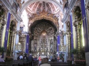The interior of a typical Portuguese church.