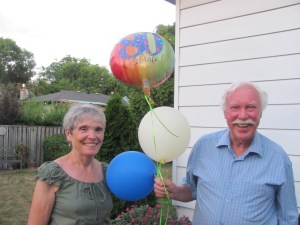 Celebrating this time with balloons.