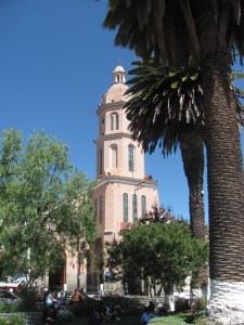 The beautiful main square in Otavalo.