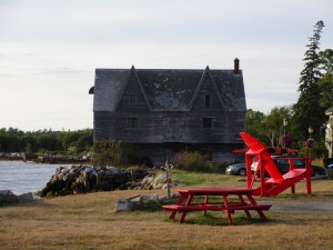 Looking toward the harbour where ships dock.