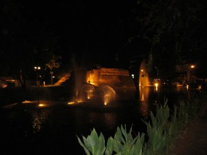 Chiang Mai's moat at night.
