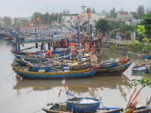 Boats used to catch fish used to produce fish sauce.