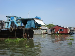 Fish farms built on stilts.