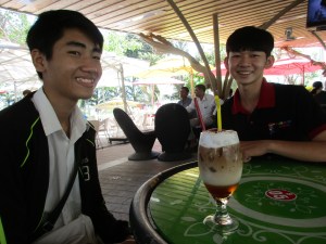 Two more students I met at Mario's coffeehouse both eager to speak English.